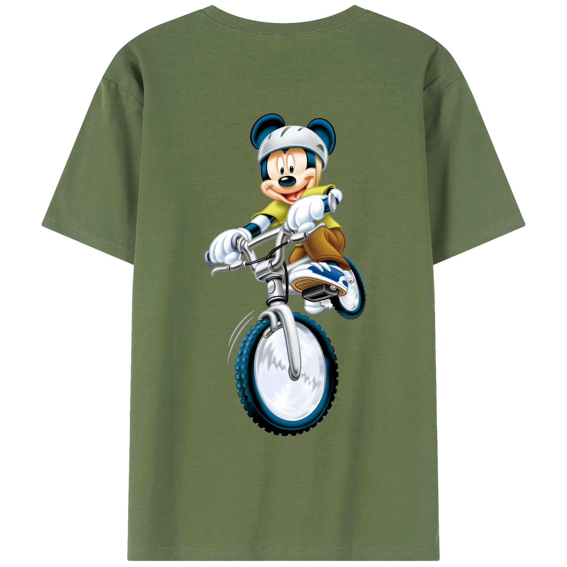 （画像用） ミッキーマウス Mickey Mouse 綿100％ メンズ半袖Tシャツ（バックプリント） 通気性